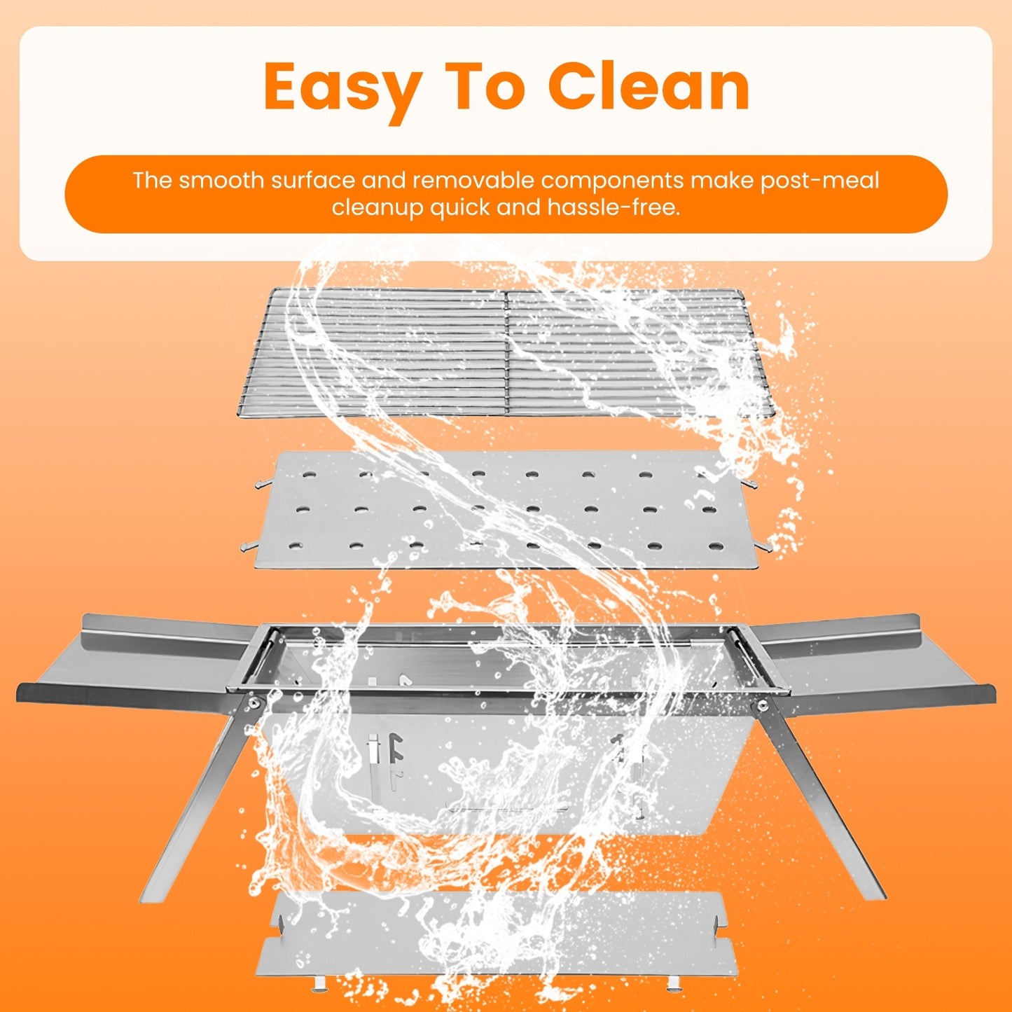 3‑in‑1 Foldable Stainless Steel Charcoal Grill
