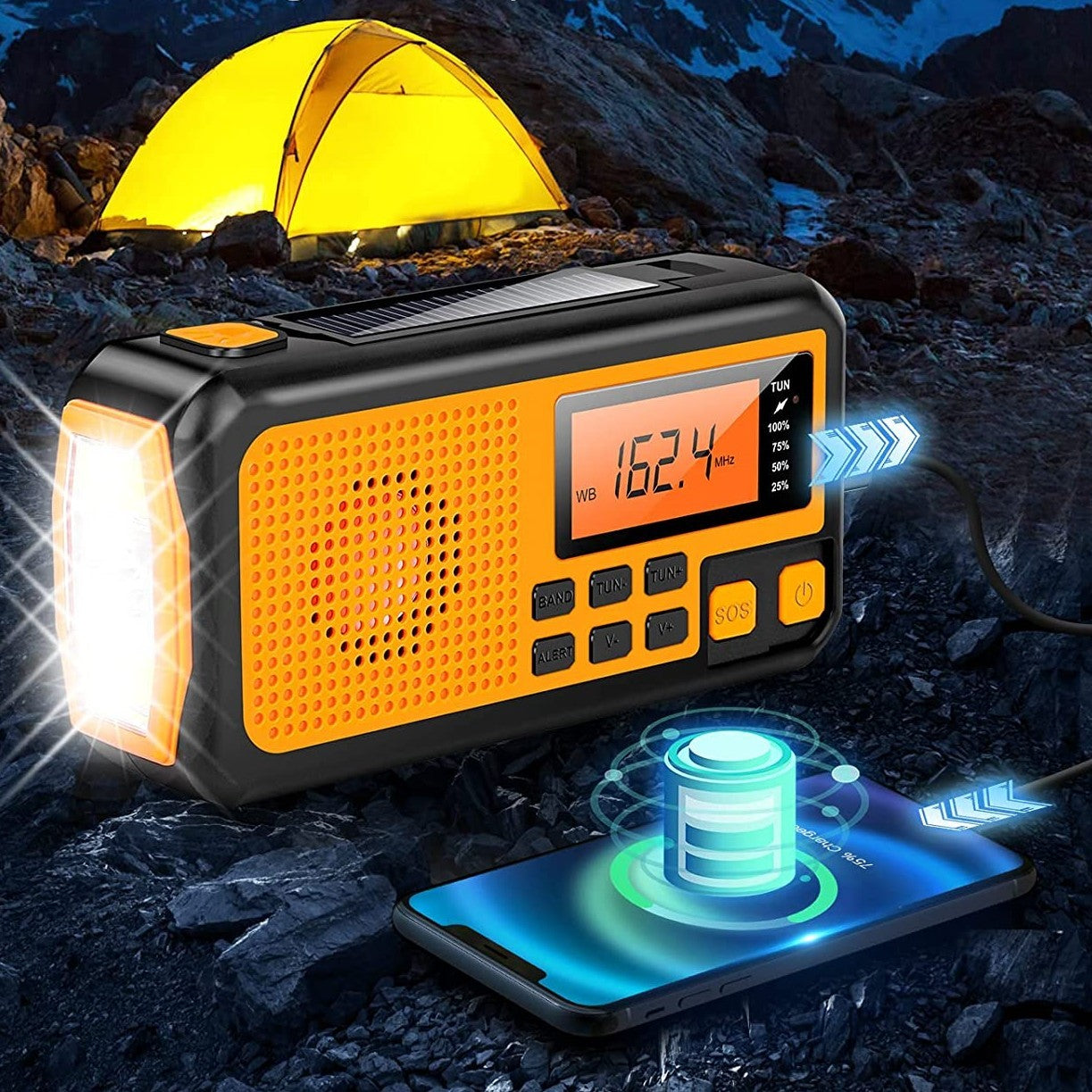 4000mah Solar Hand-Crank Emergency Radio W/ LED & SOS