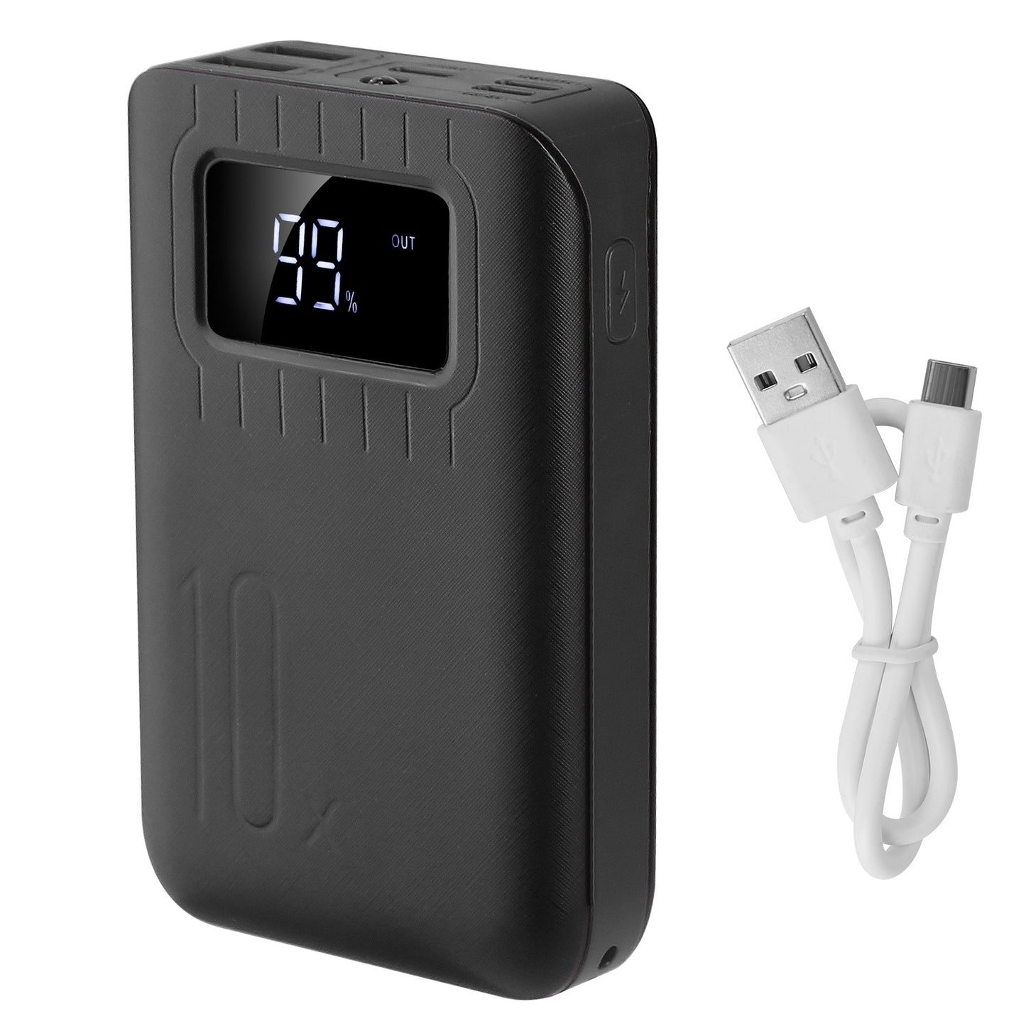 10 000 mAh Dual‑USB Power Bank – LCD Display & Flashlight