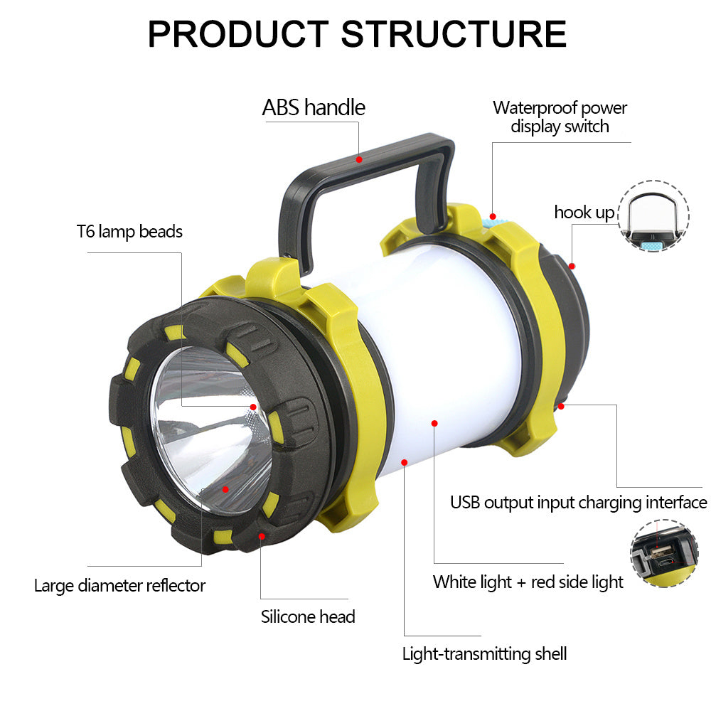 Emergency LED Lantern with Power Bank & Red Warning Modes