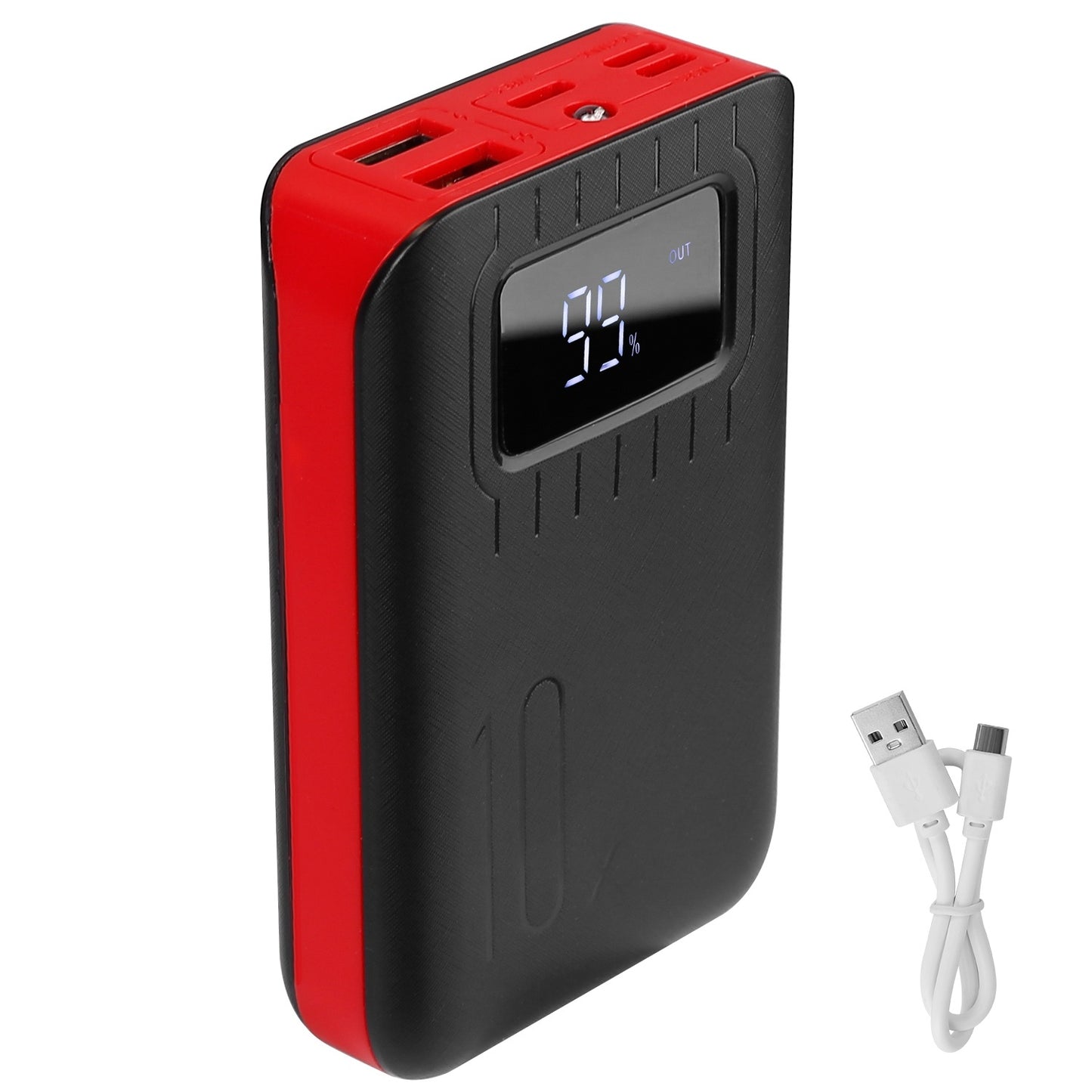 10 000 mAh Dual‑USB Power Bank – LCD Display & Flashlight