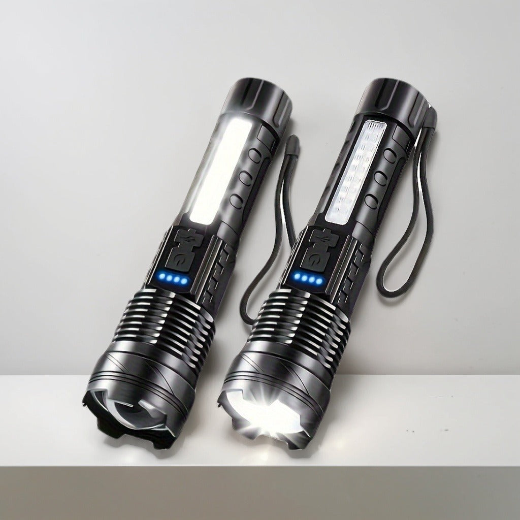 A76 Telescopic Emergency Flashlights (2-Pack) – 7 Modes, COB Sidelight, USB Rechargeable