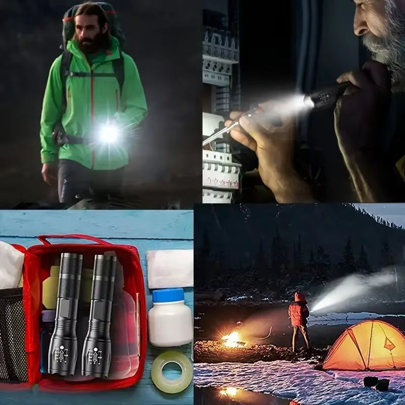 High Power LED Flashlight | 5 Lighting Modes | Zoom Focus | Waterproof | Aluminum Alloy Body