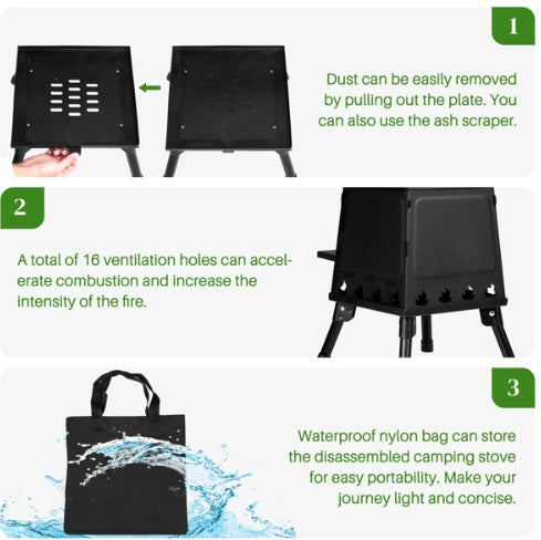 Compact Fold-Flat Stainless Steel Stove | Multi-Fuel & Carry Bag