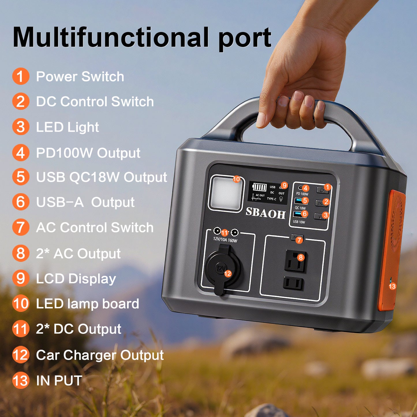 600W Portable Power Station (538.7Wh / 145600mAh)