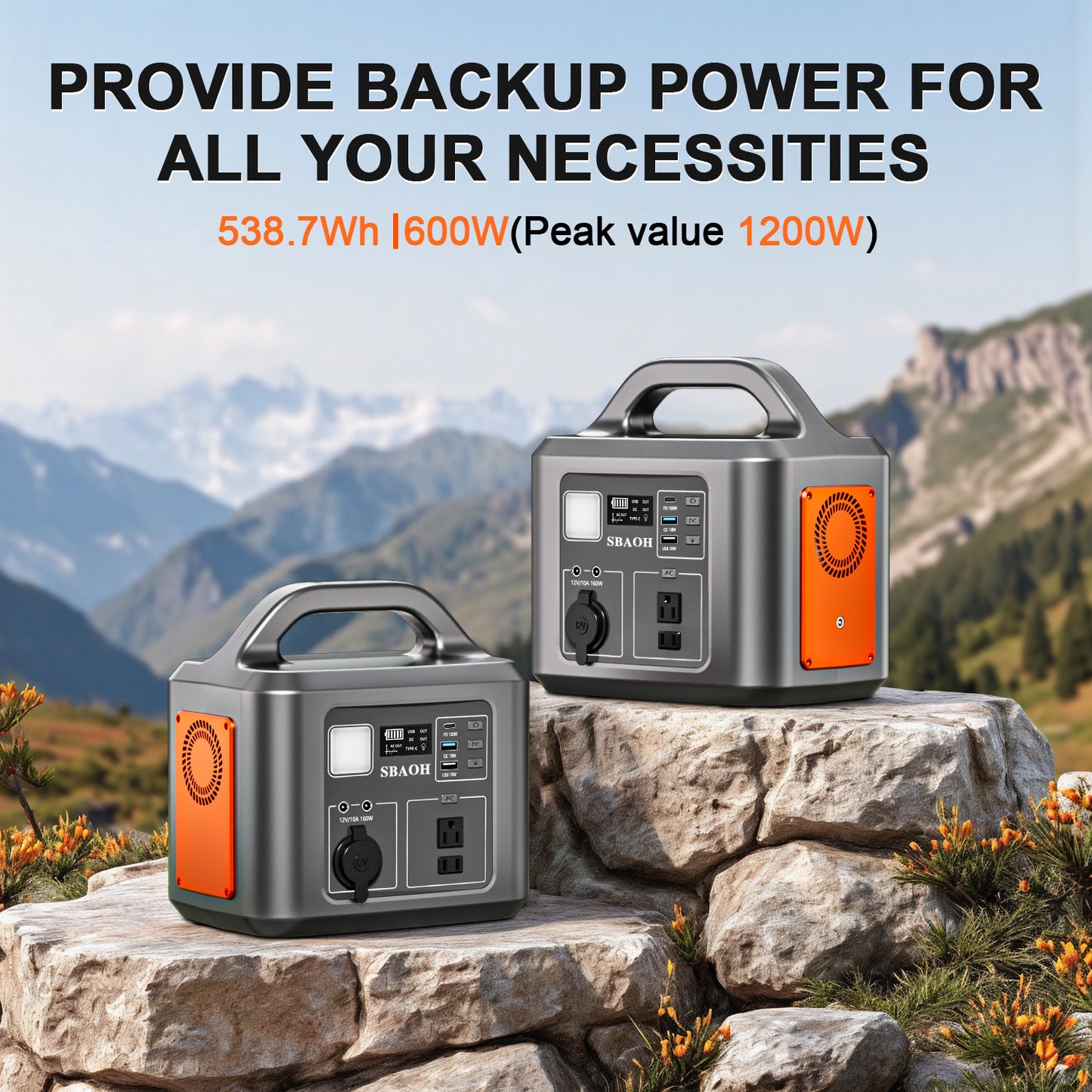 600W Portable Power Station (538.7Wh / 145600mAh)