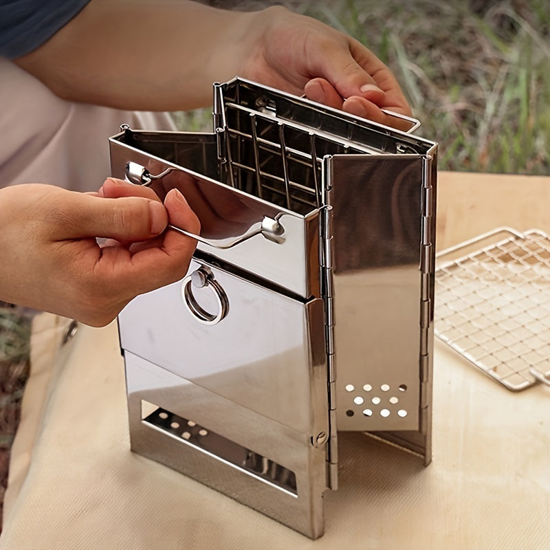 Mini Fold‑Flat Multi‑Fuel Stainless Steel Stove & Carry Bag