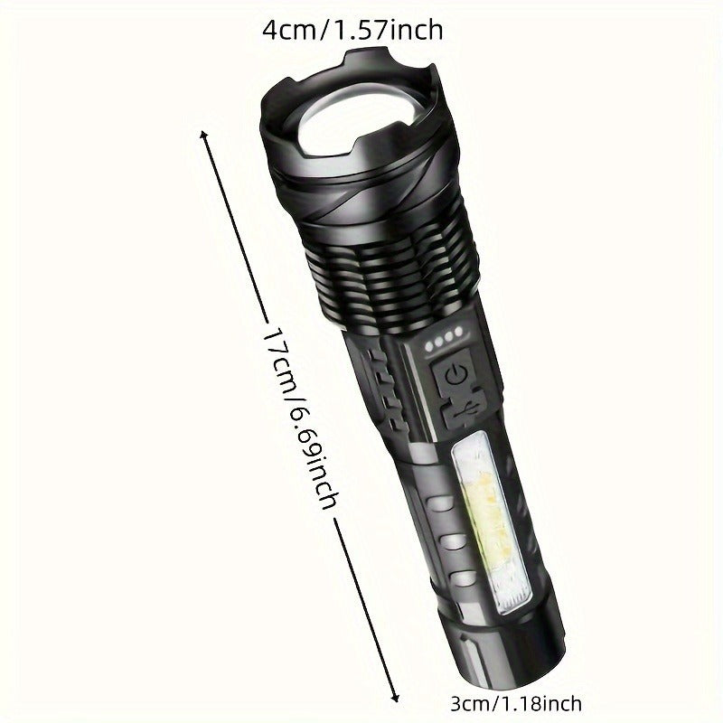 A76 Telescopic Emergency Flashlights (2-Pack) – 7 Modes, COB Sidelight, USB Rechargeable