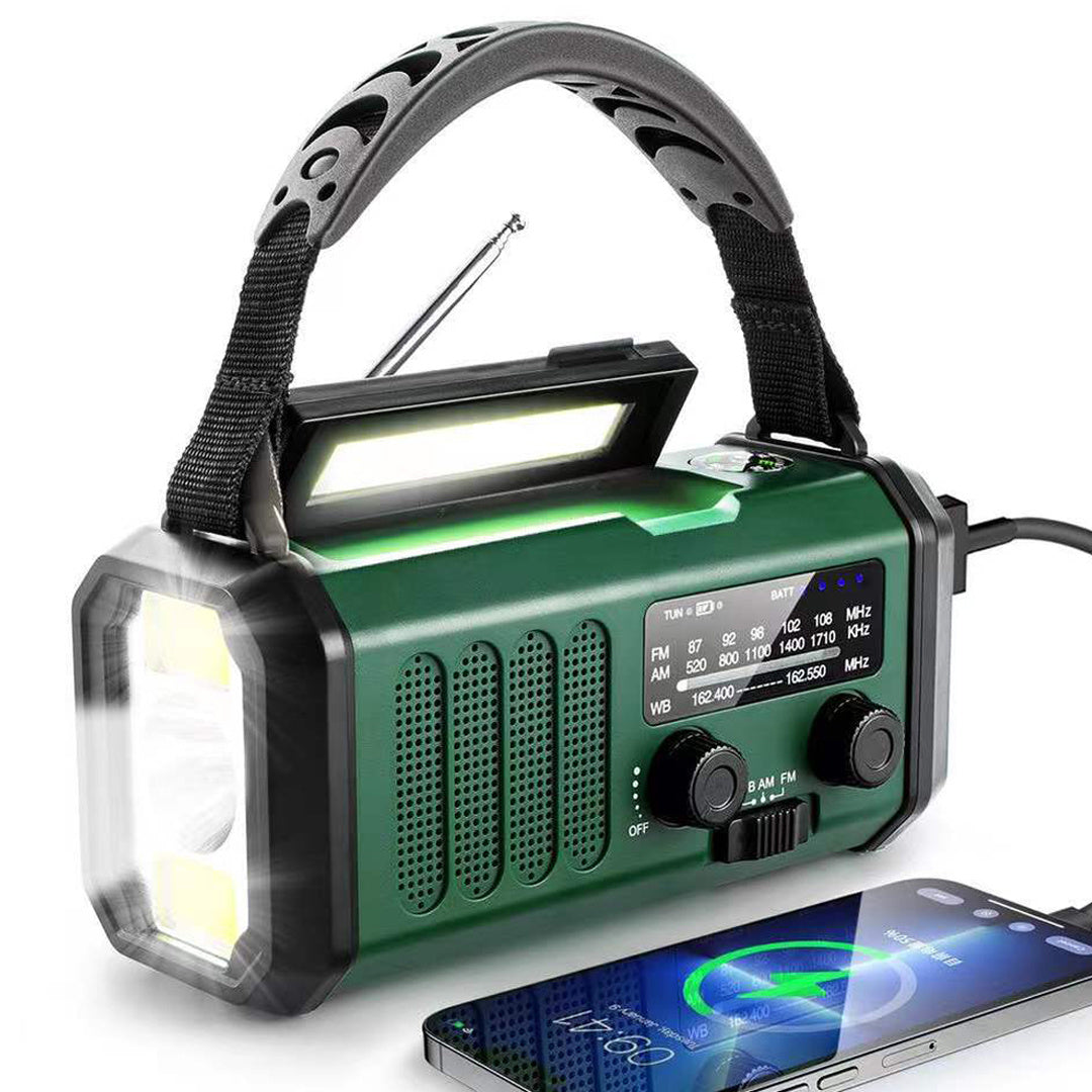 Solar Hand Crank Radio – 10,000mAh Emergency Power Bank w/ LED