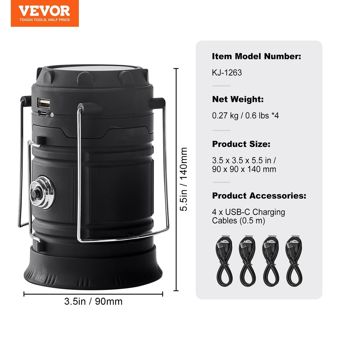 4-Pack Solar Rechargeable Lanterns with Flashlight Mode