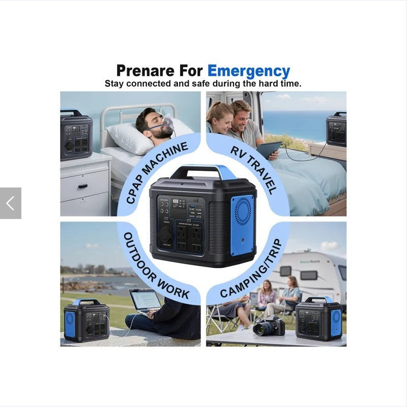 296Wh / 80000mAh Portable Power Station – 300W AC, PD 100W, Solar Rechargeable