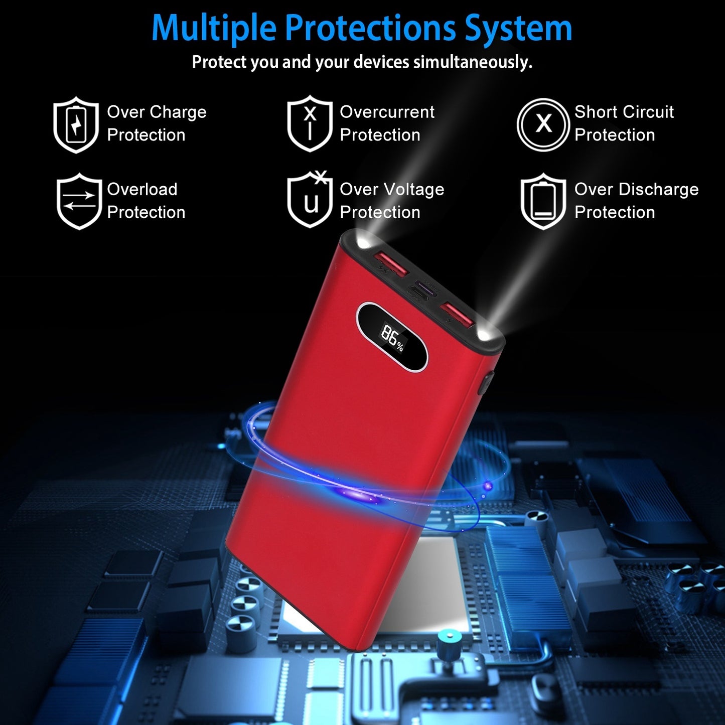 22.5 W 20 000 mAh Fast‑Charge Power Bank – LED Display & Flashlight