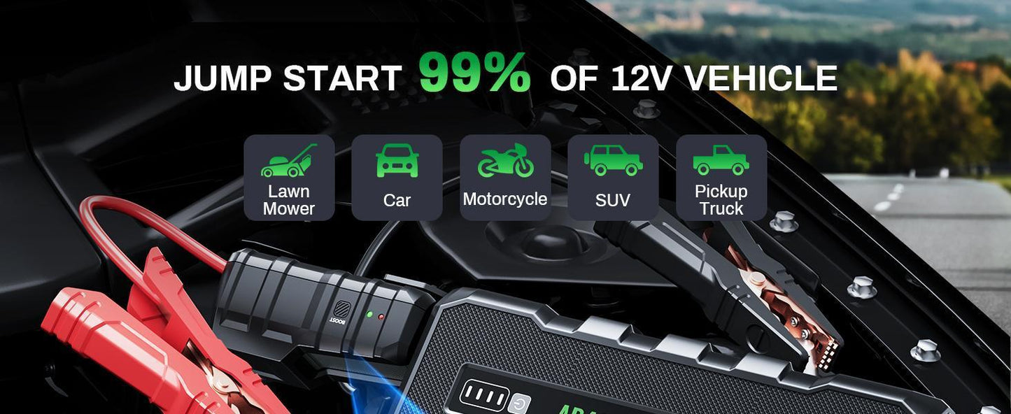 4000A Car Jump Starter with Air Compressor & LED – Fast Charging & EVA Case