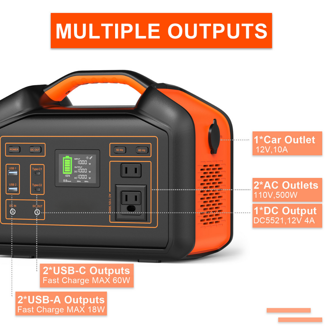 505Wh Emergency Backup Power Station – 500W Power Supply