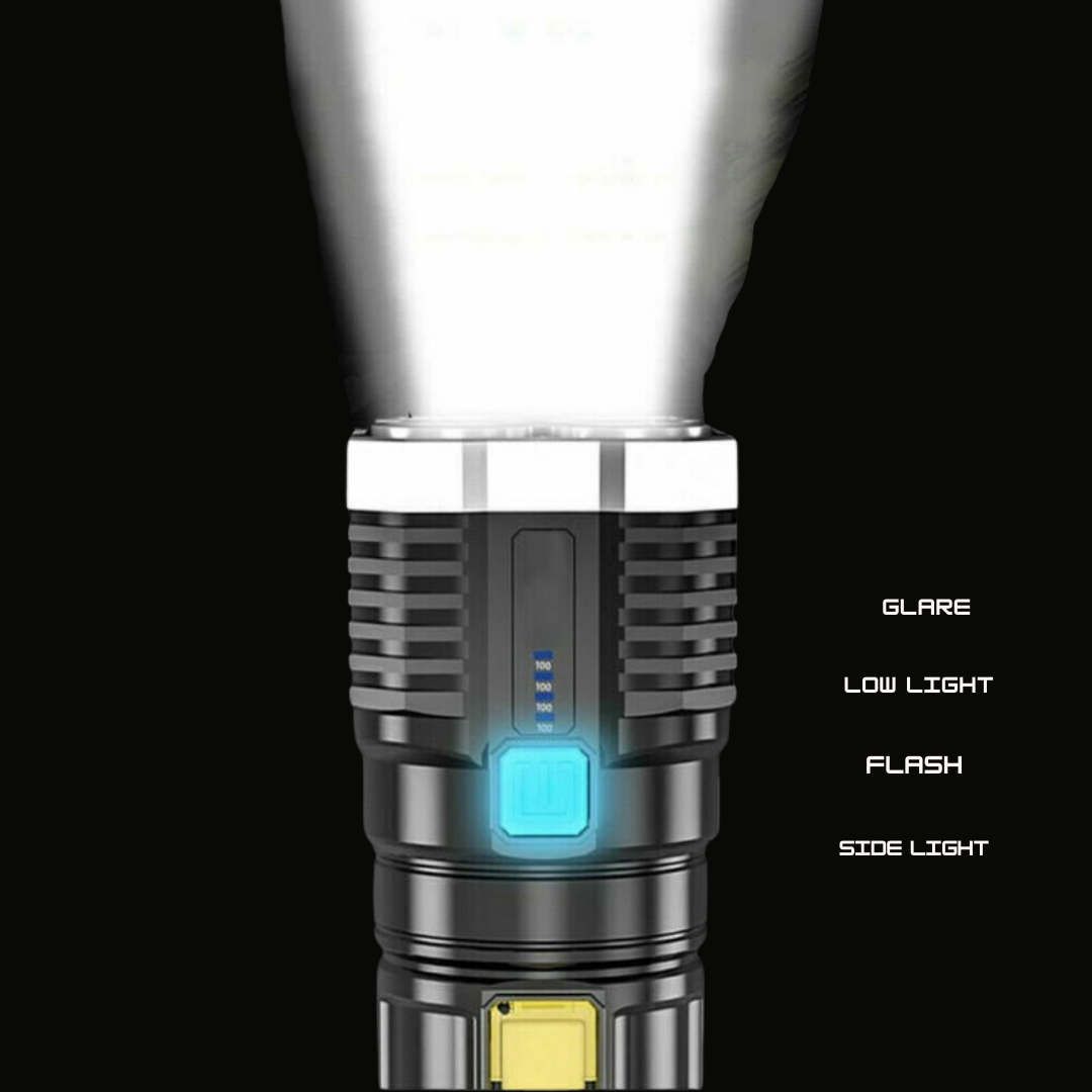 10,000 Lumen USB LED Flashlight – Blackout Tactical Rechargeable Torch