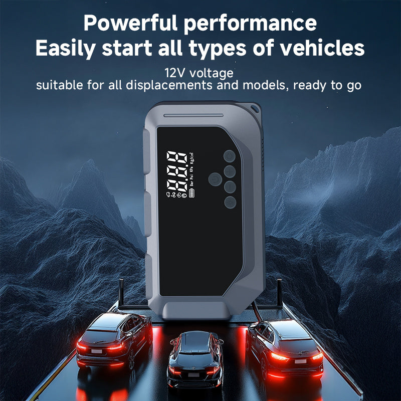 2000A Portable Car Battery Starter with 150PSI Air Compressor, Charger, LED