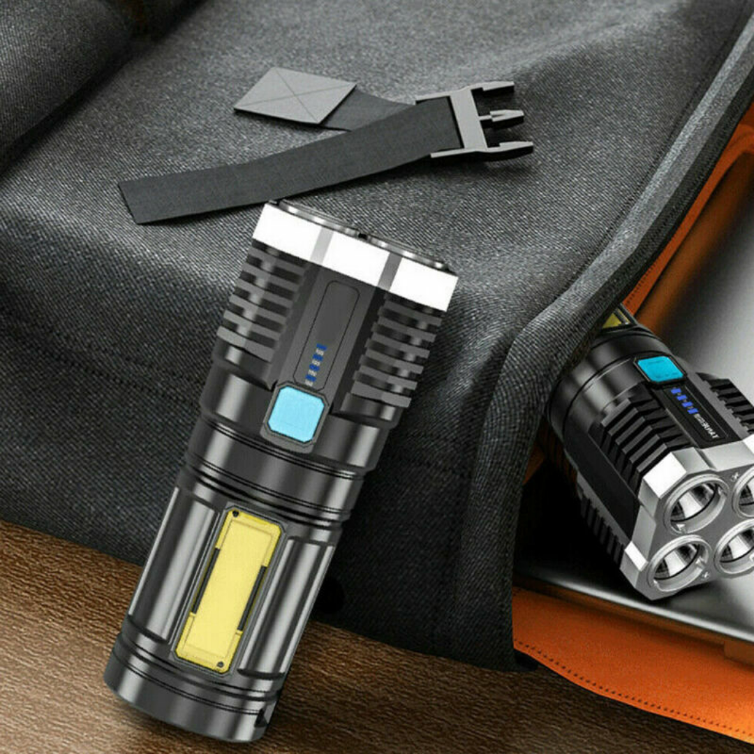 10,000 Lumen USB LED Flashlight – Blackout Tactical Rechargeable Torch