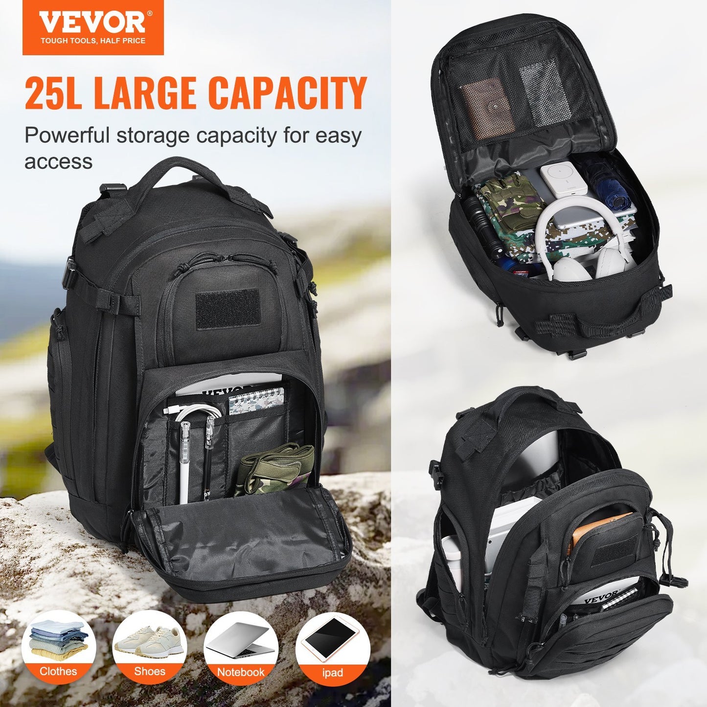 25L Waterproof Tactical Backpack - MOLLE