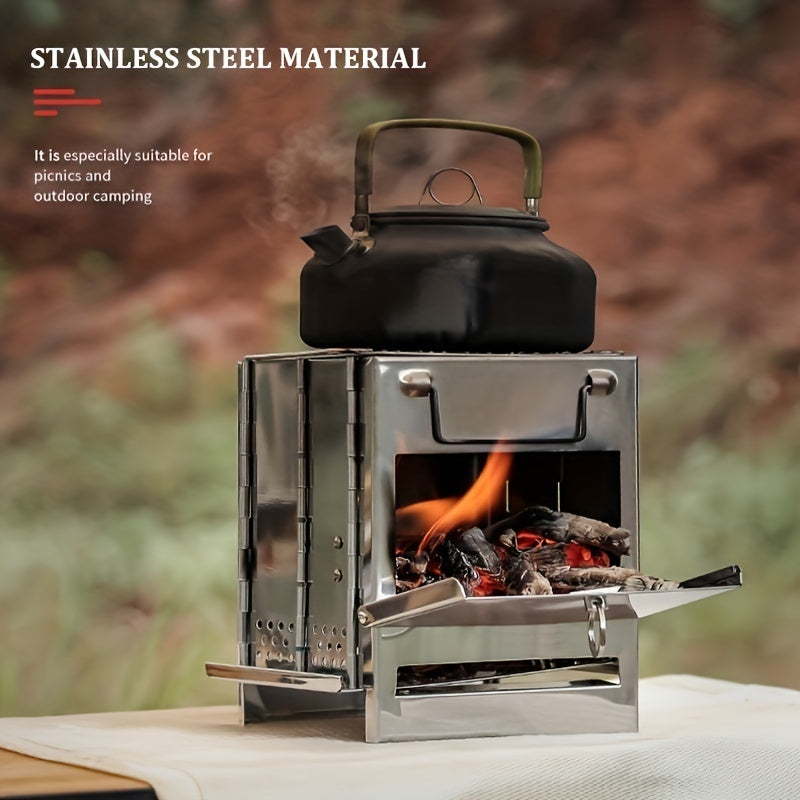Mini Fold‑Flat Multi‑Fuel Stainless Steel Stove & Carry Bag
