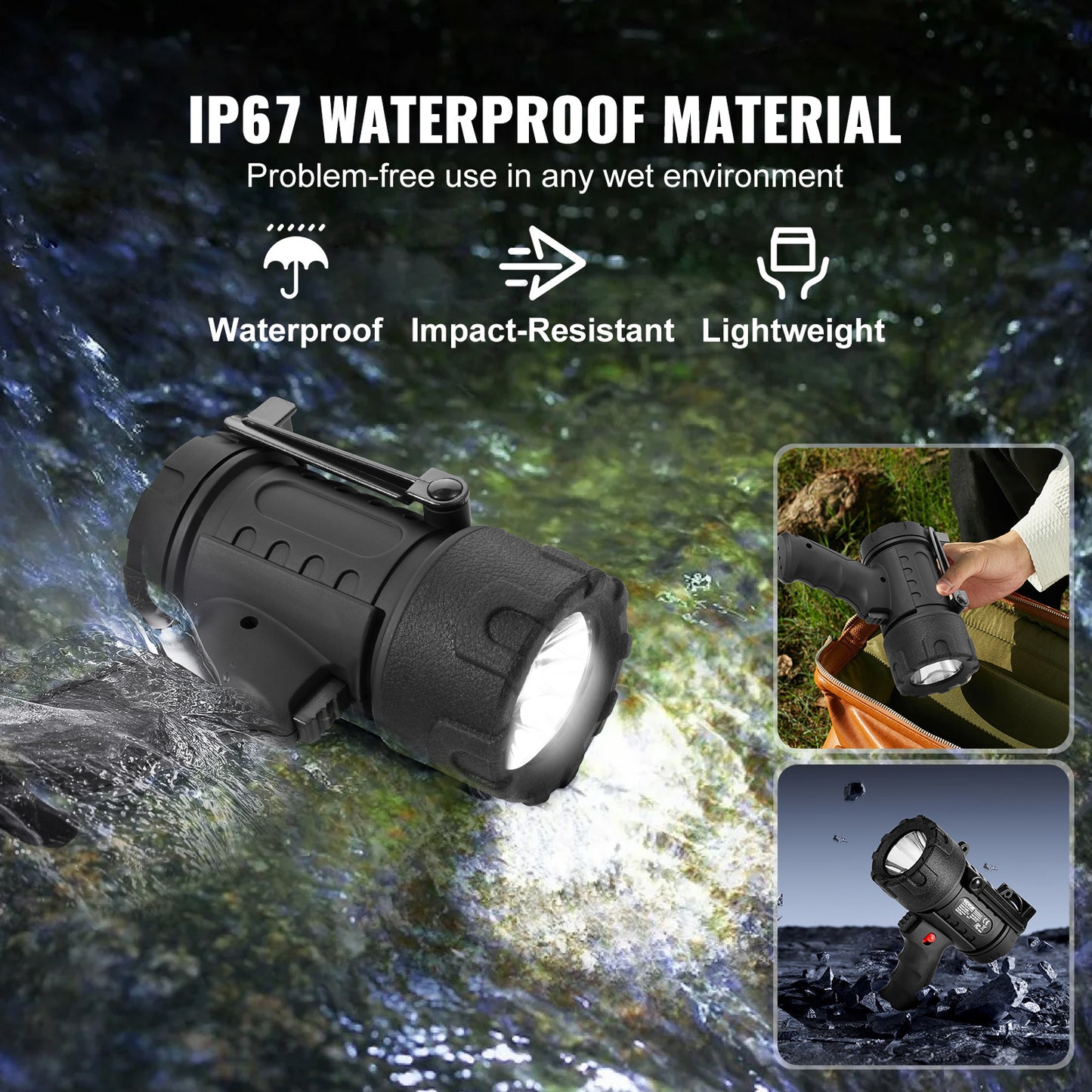 200,000LM Spotlight & Power Bank USB-C