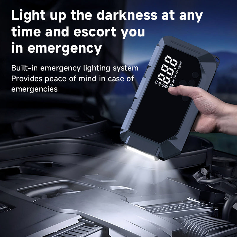 2000A Portable Car Battery Starter with 150PSI Air Compressor, Charger, LED