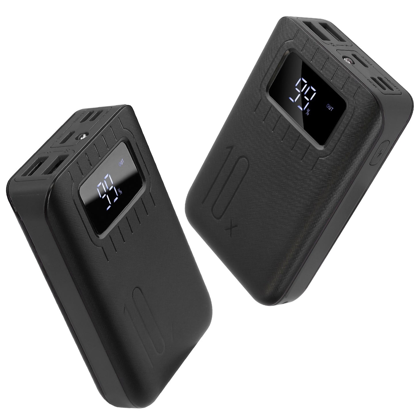 10 000 mAh Dual‑USB Power Bank – LCD Display & Flashlight