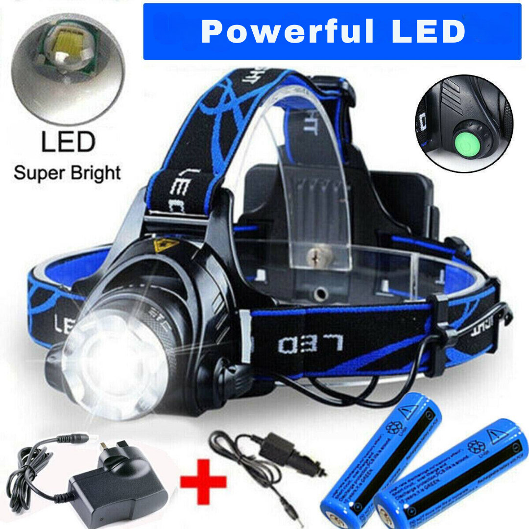 Rechargeable LED Headlamp – 990000LM, Zoomable, 3-Mode for Blackouts