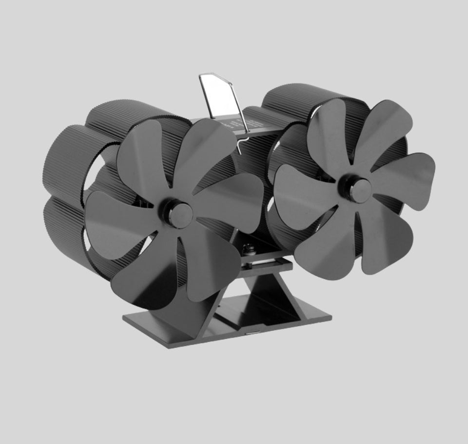 Dual-Blade Thermal Stove Fan – Self-Powered Heat Circulator