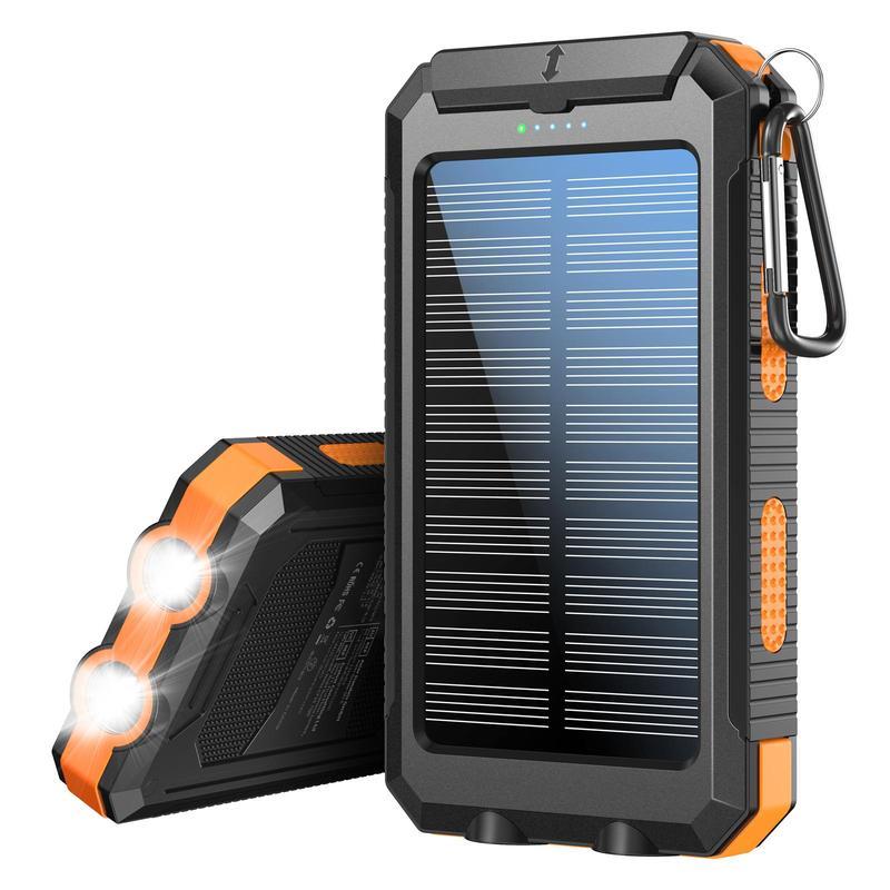 8 000 mAh Power Bank – Dual USB, Triple‑LED Flashlight & Solar Panel