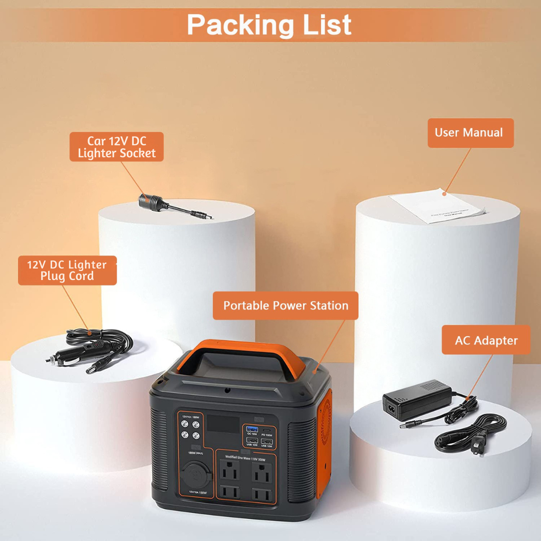 300W Portable Power Station – 296Wh Lithium Backup Battery for Emergency Use (Solar Panel Not Included)