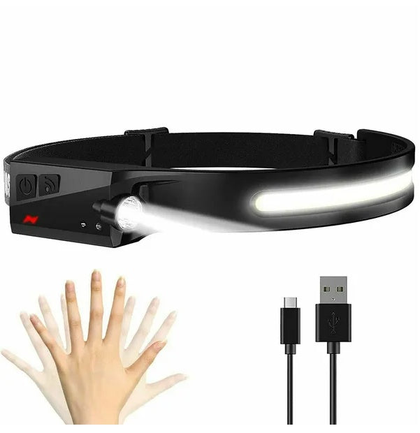 COB LED Sensor Headlamp – 230° Wide Beam Rechargeable Light