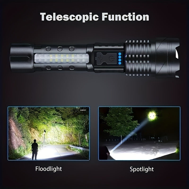 A76 Telescopic Emergency Flashlights (2-Pack) – 7 Modes, COB Sidelight, USB Rechargeable