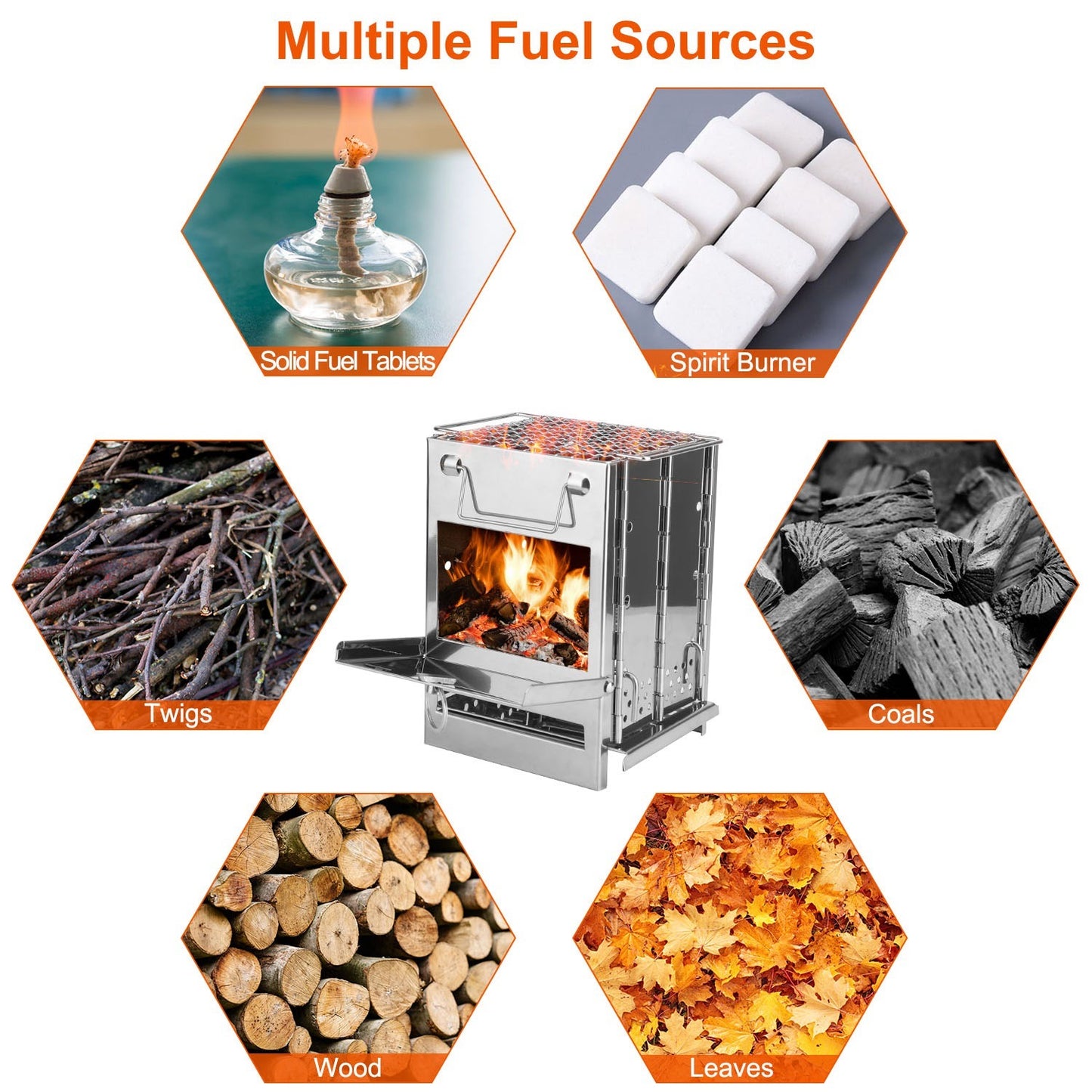 Compact Foldable Solid‑Fuel Stove with Carry Bag & Multi‑Fuel Support