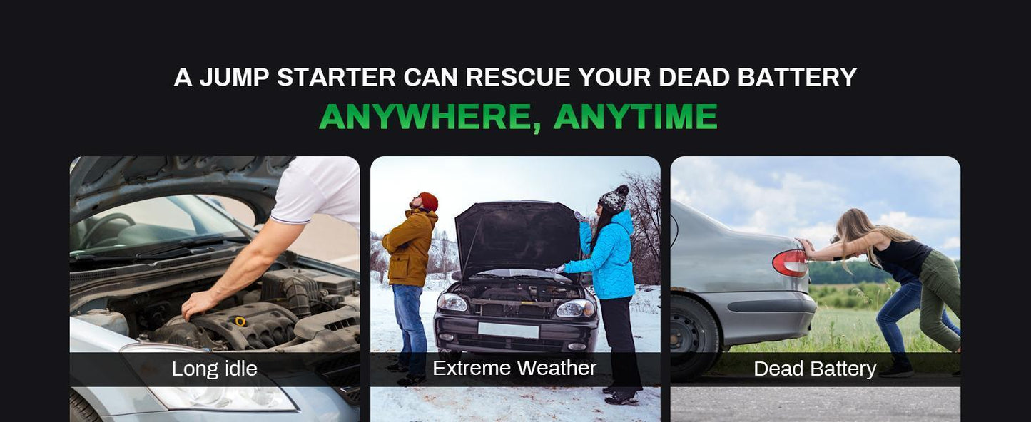 4000A Car Jump Starter with Air Compressor & LED – Fast Charging & EVA Case
