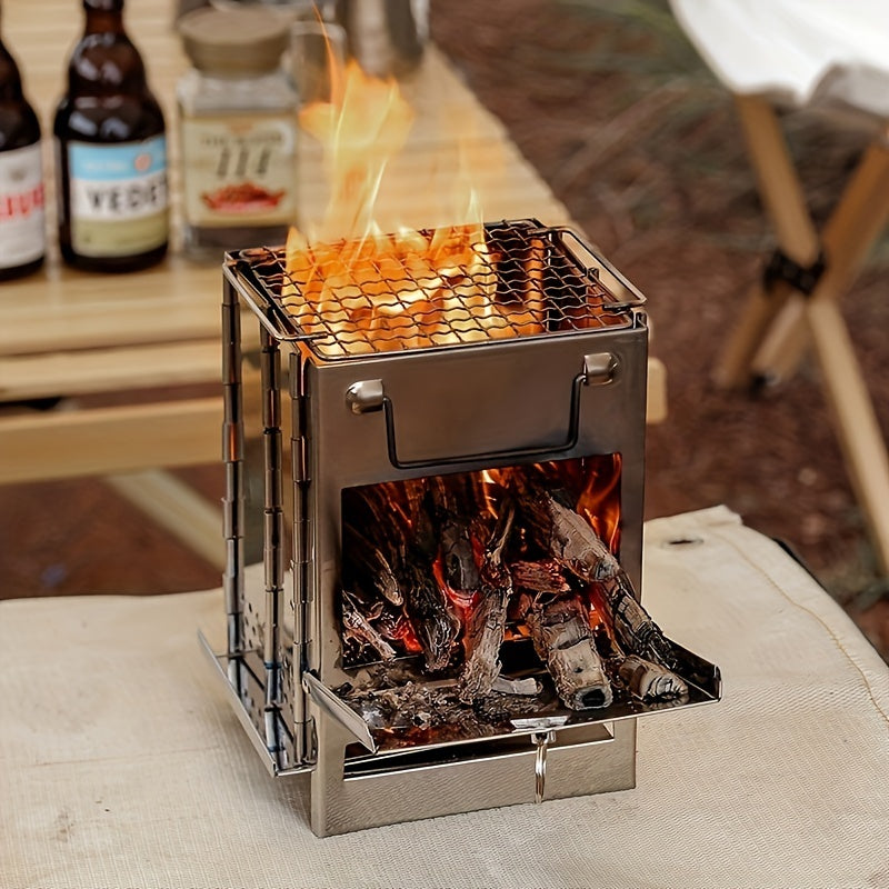 Mini Fold‑Flat Multi‑Fuel Stainless Steel Stove & Carry Bag