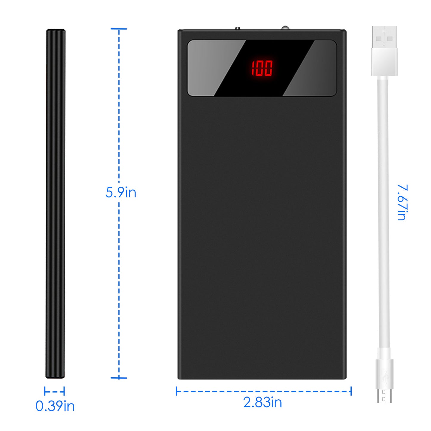 Ultra‑Slim 20 000 mAh Dual‑USB Power Bank – LED Display & Flashlight