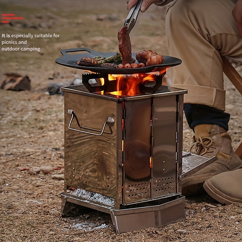 Mini Fold‑Flat Multi‑Fuel Stainless Steel Stove & Carry Bag