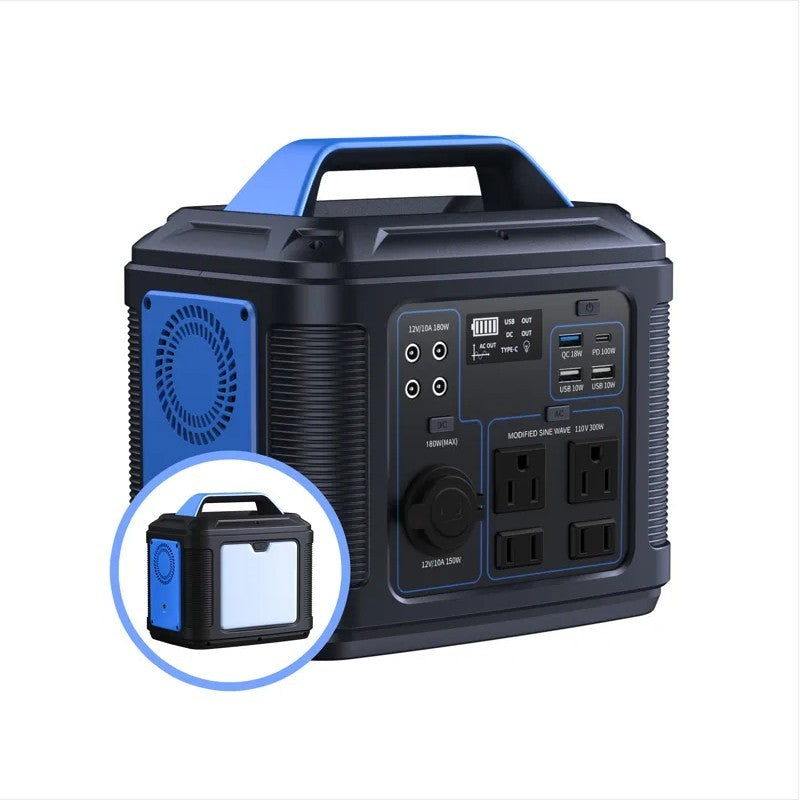 296Wh / 80000mAh Portable Power Station – 300W AC, PD 100W, Solar Rechargeable
