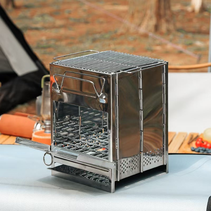Mini Fold‑Flat Multi‑Fuel Stainless Steel Stove & Carry Bag
