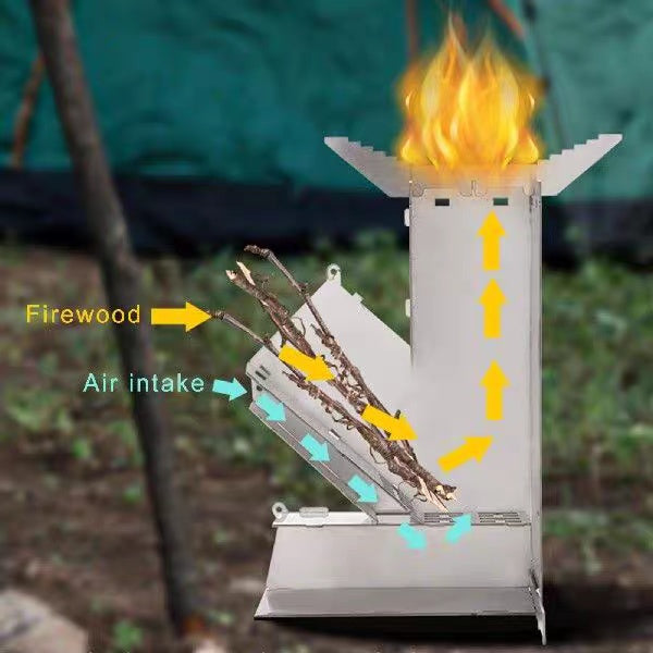 Compact Steel Rocket Stove Cooker - Collapsible
