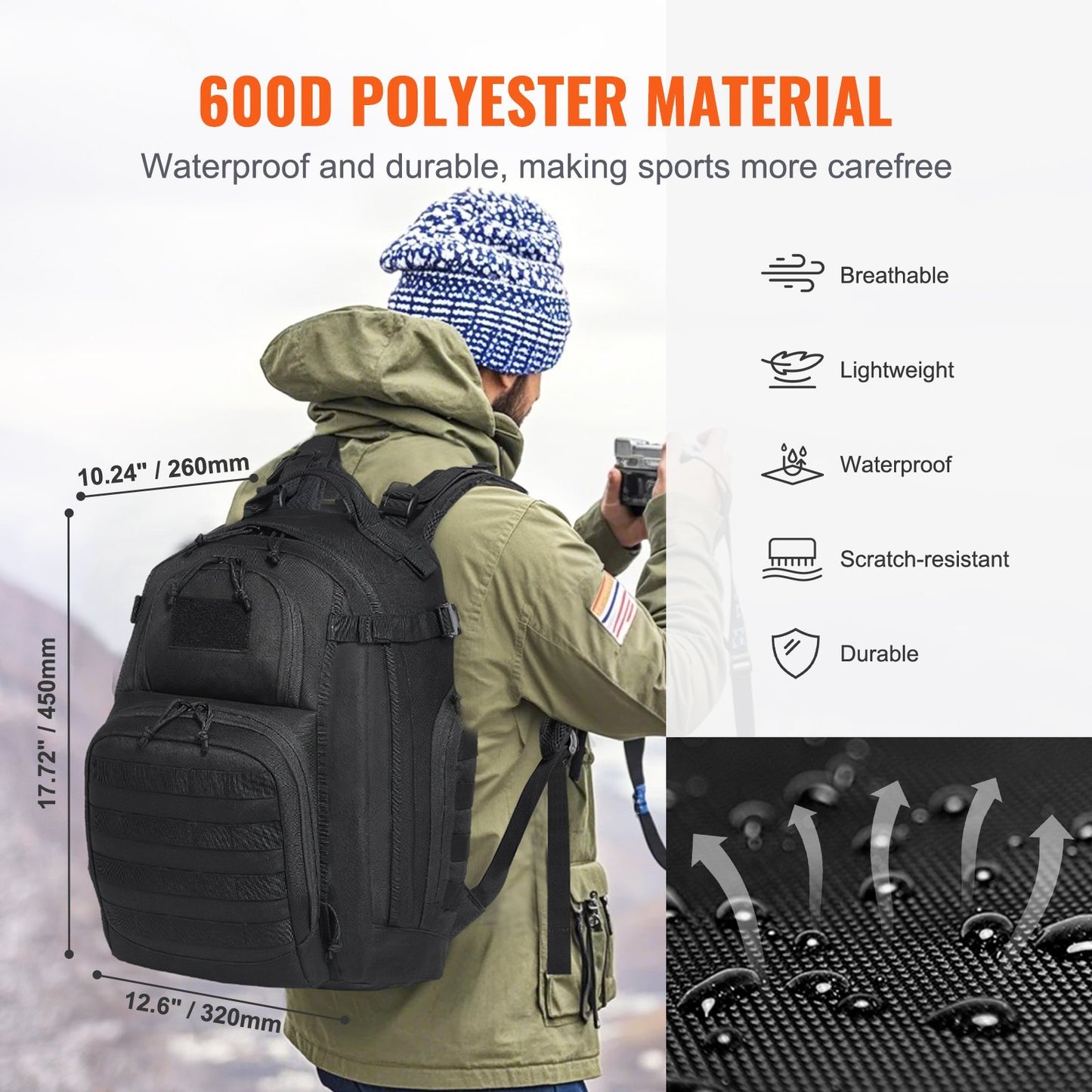 25L Waterproof Tactical Backpack - MOLLE