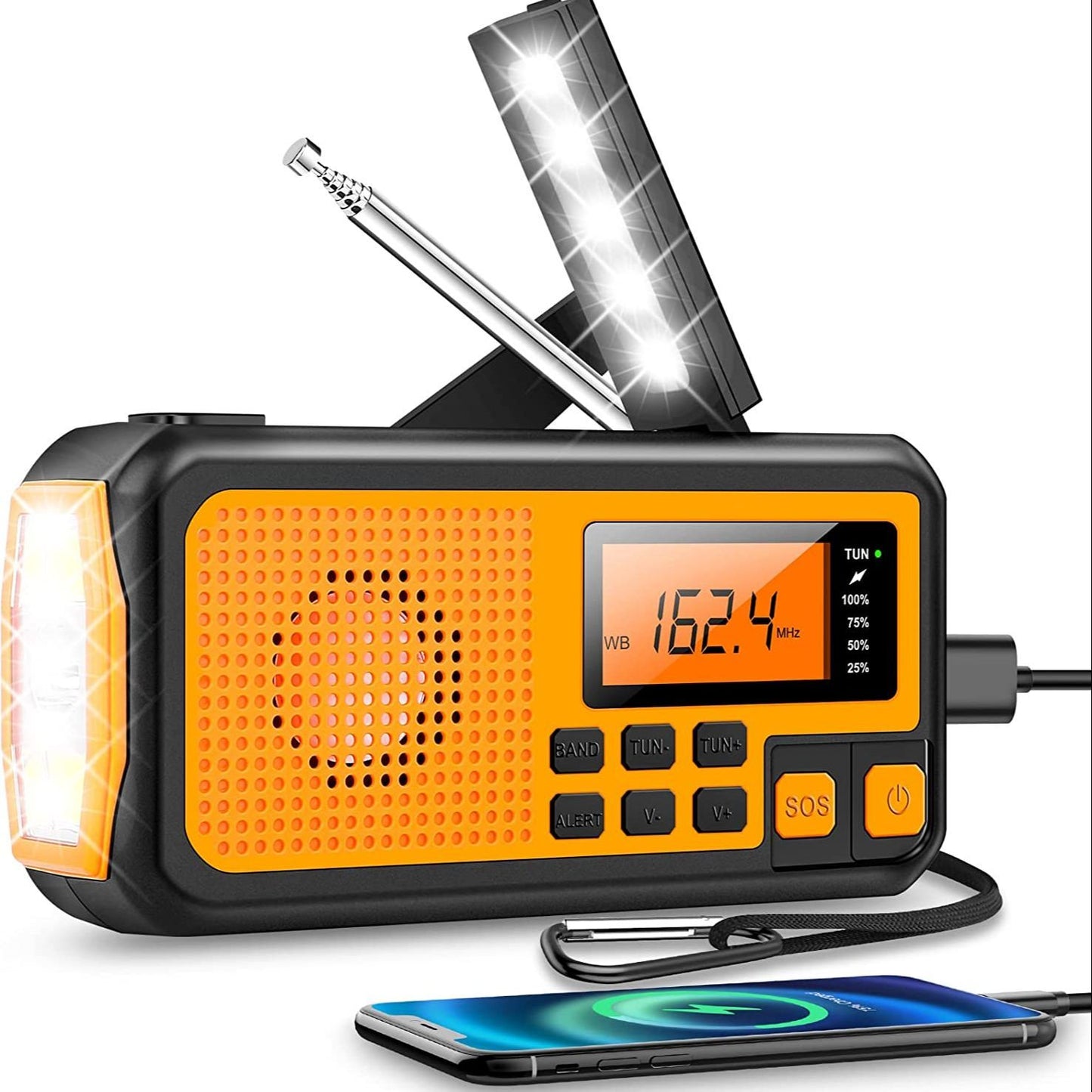 4000mah Solar Hand-Crank Emergency Radio W/ LED & SOS