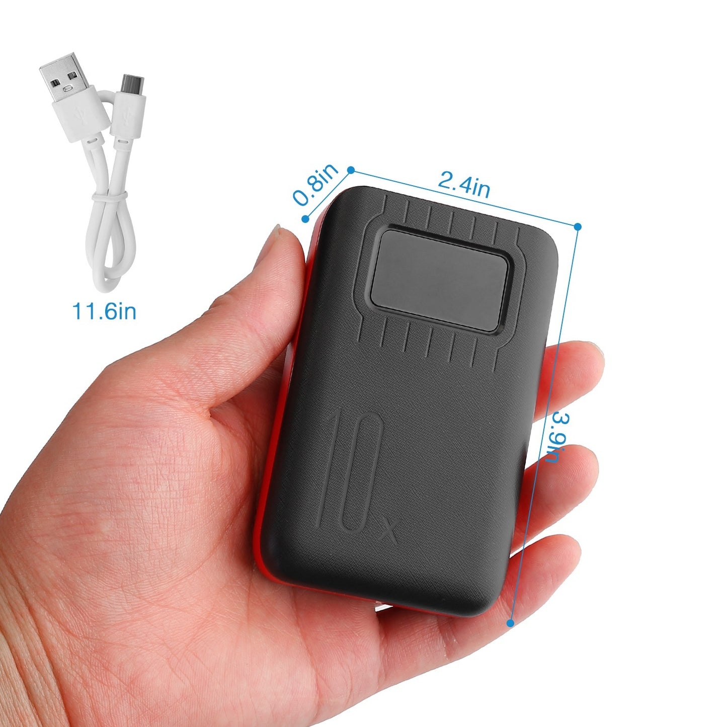 10 000 mAh Dual‑USB Power Bank – LCD Display & Flashlight