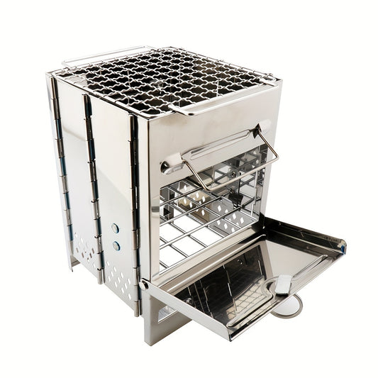 Mini Fold‑Flat Multi‑Fuel Stainless Steel Stove & Carry Bag
