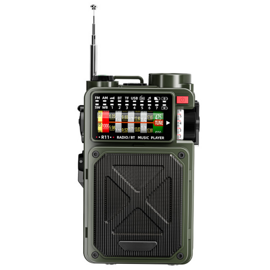 Radio Emergency Hand Power Generator | Solar + Type-C + Bluetooth + Flashlight