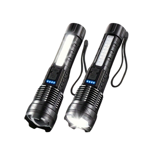 A76 Telescopic Emergency Flashlights (2-Pack) – 7 Modes, COB Sidelight, USB Rechargeable