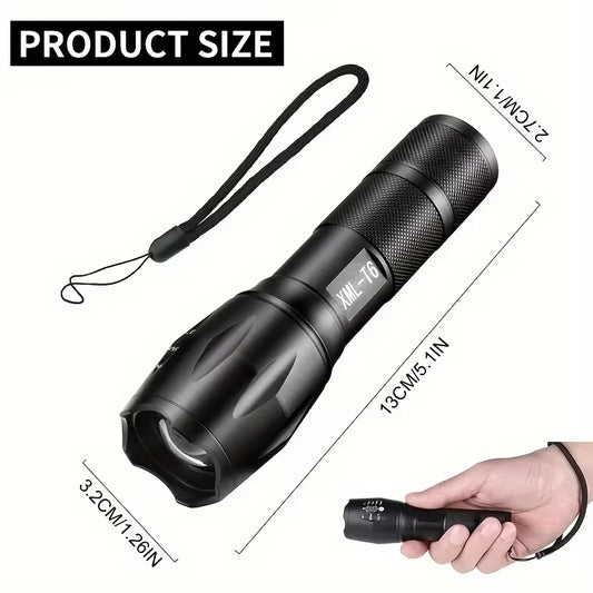 High Power LED Flashlight | 5 Lighting Modes | Zoom Focus | Waterproof | Aluminum Alloy Body
