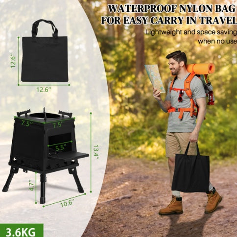 Compact Fold-Flat Stainless Steel Stove | Multi-Fuel & Carry Bag