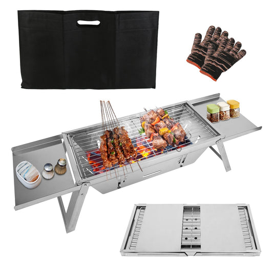 3‑in‑1 Foldable Stainless Steel Charcoal Grill