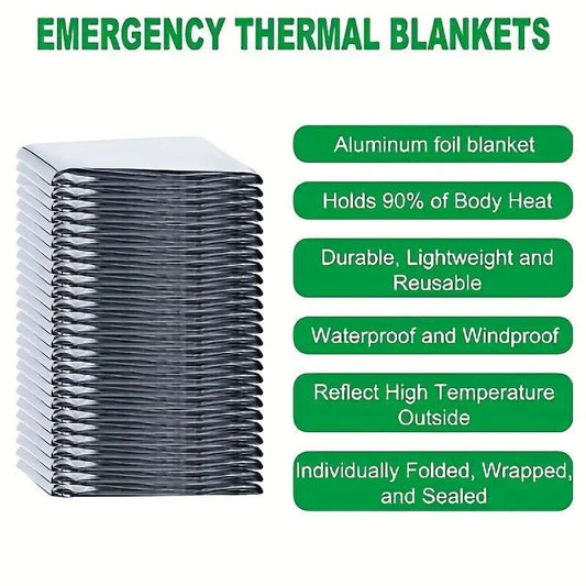 8-Pack Emergency Thermal Survival Blankets – Waterproof, Heat Reflective